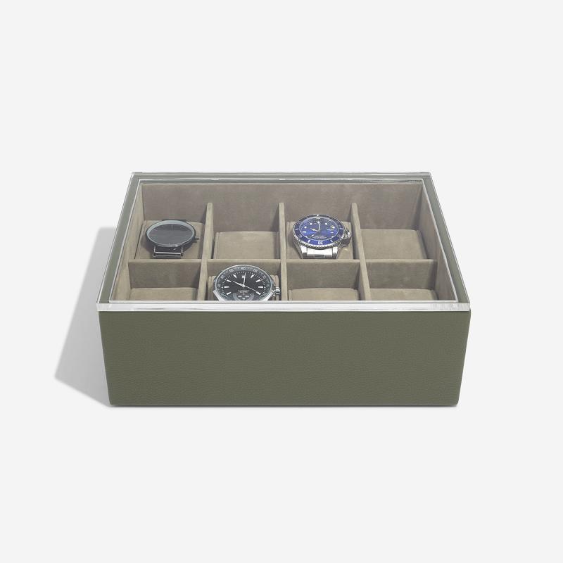 Pánska šperkovnica STACKERS / box na hodinky s vrchnákom Olive Green