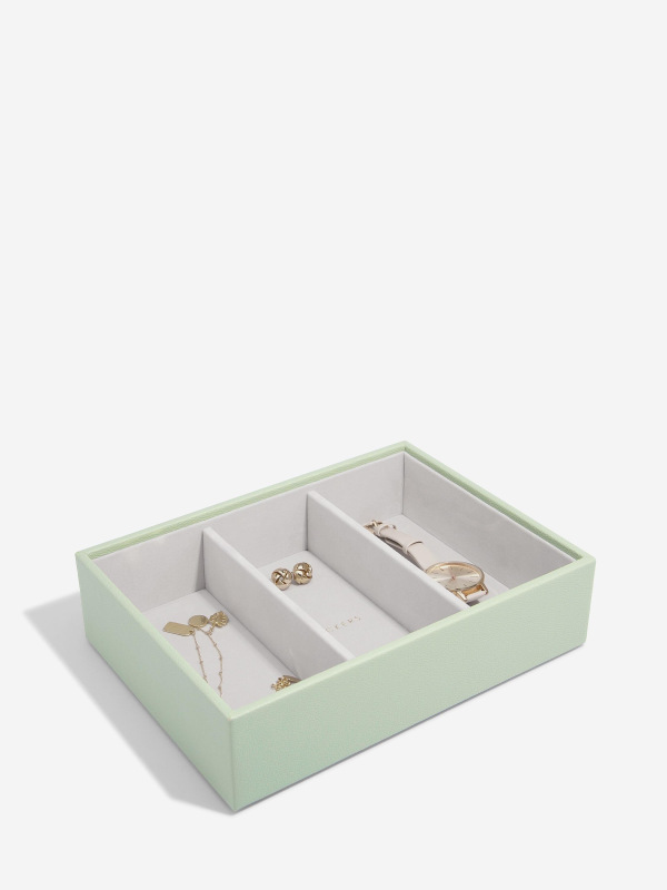 CLASSIC šperkovnica Sage Green / hlboký box 3 priehradky 1