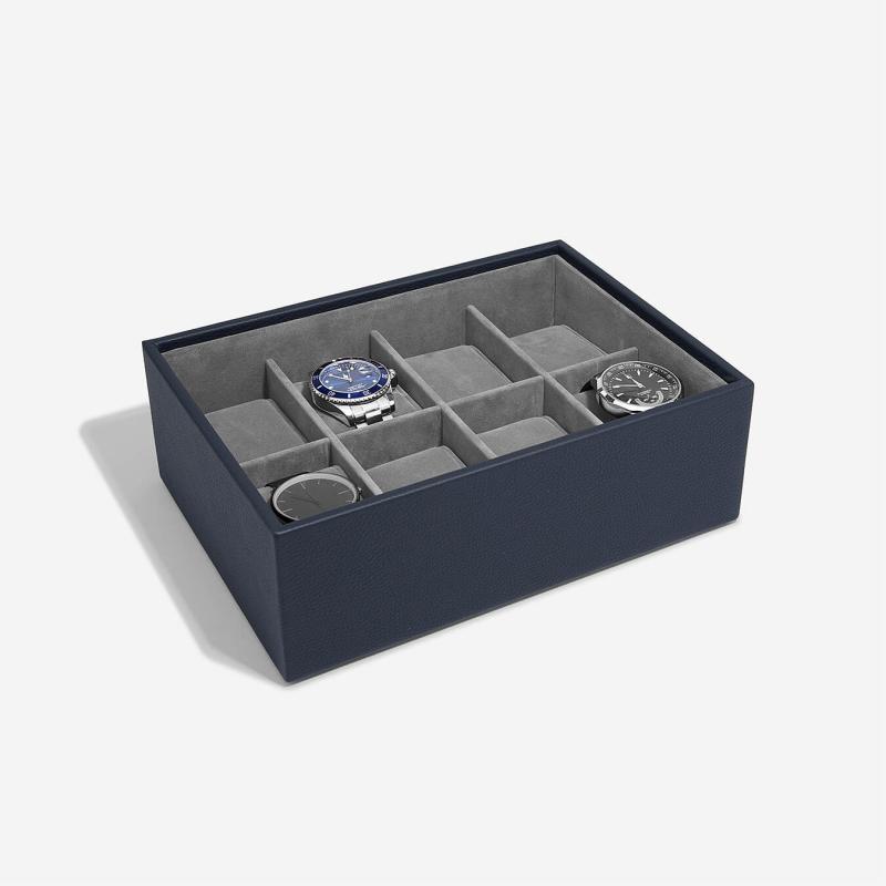 Pánska šperkovnica STACKERS / box na hodinky s vrchnákom Navy Blue