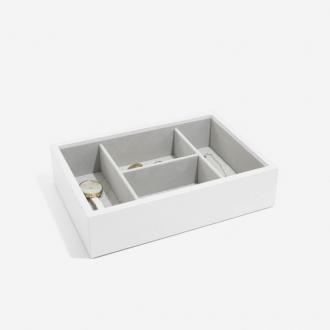 Kožená šperkovnica DELUX WHITE ORCHID - hlboký box - biela