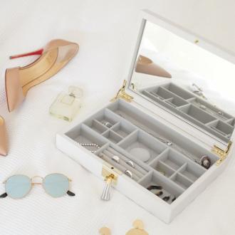 Kožená šperkovnica DELUX WHITE ORCHID -  box na kľúčik - biela 1