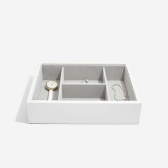 Kožená šperkovnica DELUX WHITE ORCHID -  hlboký box - biela 2