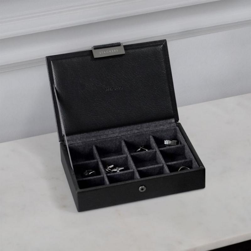 Pánska šperkovnica STACKERS EXCLUSIVE / box na manžetové gombíky čierny