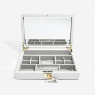 Kožená šperkovnica DELUX WHITE ORCHID -  box na kľúčik - biela 2